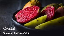  Presentation with pear - PPT layouts consisting of prickly-pear-in-black-bowl background and a dark gray colored foreground