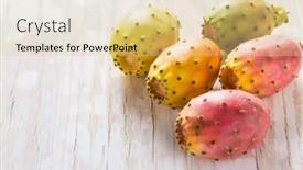  Presentation with pear - Amazing PPT theme having prickly-pear-opuntia-ficus-indica backdrop and a lemonade colored foreground
