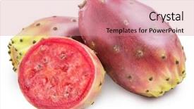  Presentation with fresh fruits salad on white - PPT layouts having prickly pears or opuntia fruits background and a coral colored foreground
