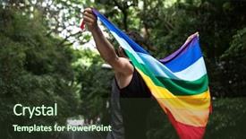  Presentation with gay rainbow flag - Amazing theme having pride - gay boy waving rainbow flag backdrop and a tawny brown colored foreground