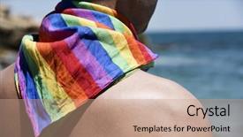  Presentation with rainbow pride - Colorful PPT layouts enhanced with pride - young caucasian man seen backdrop and a coral colored foreground