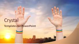  Presentation with gay pride - PPT theme having pride awareness wristbands over city background and a lemonade colored foreground