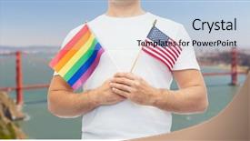  Presentation with lgbt pride flag rainbow flag - Audience pleasing PPT layouts consisting of pride rainbow and american flag backdrop and a light blue colored foreground