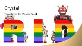  Presentation with robot - Presentation design having pride with retro robot toys background and a cool aqua colored foreground