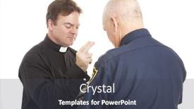  Presentation with police - PPT theme featuring priest blesses a police officer isolated on white background and a dark gray colored foreground