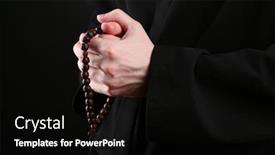  Presentation with rosary - Presentation design enhanced with priest holding rosary on black background background and a black colored foreground