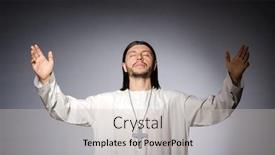  Presentation with religious - Slide set featuring priest-man-in-religious-concept background and a light gray colored foreground