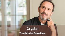  Presentation with christian - Slides consisting of priest man serious face thinking background and a tawny brown colored foreground