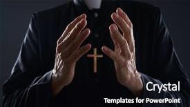  Presentation with praying hands - Cool new presentation design with priest open hands arms praying backdrop and a black colored foreground