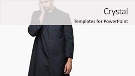  Presentation with christian - Beautiful slide deck featuring priest over isolated background thinking backdrop and a white colored foreground