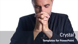  Presentation with praying hands - Presentation theme featuring priest portrait of male pastor background and a wine colored foreground