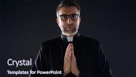  Presentation with pastor - Slides consisting of priest portrait of male pastor background and a wine colored foreground