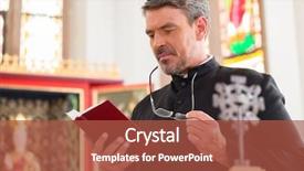  Presentation with church altar - Colorful slides enhanced with priest reading bible in church backdrop and a red colored foreground