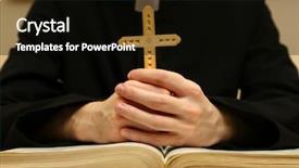  Presentation with reading bible - Colorful slide deck enhanced with priest reading from the holy backdrop and a black colored foreground