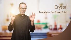  Presentation with religion elves - Presentation featuring priest religion man doing ok background and a  colored foreground