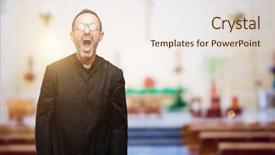  Presentation with panic - Cool new slide set with priest religion man stressful terrified backdrop and a lemonade colored foreground