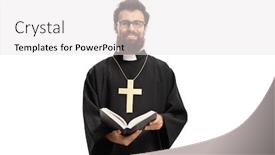  Presentation with bible - Audience pleasing slide set consisting of priest-with-a-cross backdrop and a white colored foreground