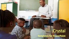  Presentation with school kids reading books - Slides consisting of primary aged children - elementary school teacher reading background and a tawny brown colored foreground