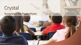  Presentation with class - Theme enhanced with primary education - teacher and schoolchildren in class background and a lemonade colored foreground