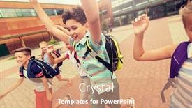  Presentation with school backpacks - Amazing slides having primary-education-and-people-concept backdrop and a coral colored foreground