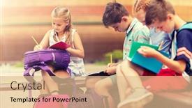  Presentation with friendship school - Slide deck enhanced with primary-education-friendship-childhood-communication background and a coral colored foreground