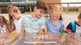  Presentation with friendship school - Theme having primary education friendship childhood communication background and a coral colored foreground