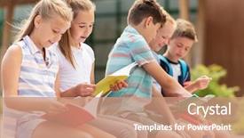  Presentation with friendship school - Presentation theme enhanced with primary education friendship childhood communication background and a coral colored foreground