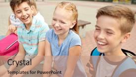  Presentation with friendship school - PPT layouts enhanced with primary education friendship childhood communication background and a coral colored foreground