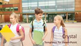  Presentation with friendship school - Theme enhanced with primary education friendship childhood communication background and a lemonade colored foreground