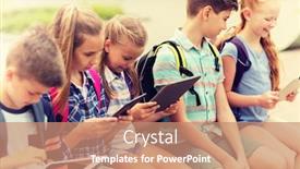  Presentation with elementary school technology - Beautiful PPT layouts featuring primary-education-friendship-childhood-technology backdrop and a coral colored foreground