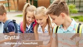  Presentation with elementary school technology - PPT layouts having primary education friendship childhood technology background and a coral colored foreground