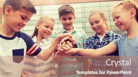  Presentation with friendship school - Amazing presentation theme having primary-education-friendship-childhood backdrop and a coral colored foreground