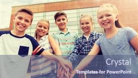  Presentation with friendship school - PPT layouts consisting of primary-education-friendship-childhood background and a ocean colored foreground