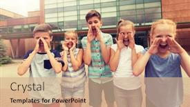  Presentation with friendship school - PPT layouts having primary-education-friendship-childhood background and a coral colored foreground