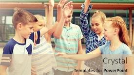  Presentation with friendship school - Beautiful slides featuring primary-education-friendship-childhood backdrop and a lemonade colored foreground