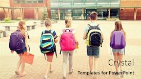  Presentation with friendship school - PPT layouts consisting of primary-education-friendship-childhood background and a lemonade colored foreground