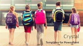  Presentation with friendship school - Amazing slide deck having primary-education-friendship-childhood backdrop and a lemonade colored foreground