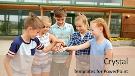  Presentation with friendship school - Audience pleasing theme consisting of primary education friendship childhood backdrop and a coral colored foreground