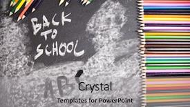  Presentation with capsules green colour - PPT layouts featuring primary education maths - colour pencils chalkboard background and a light gray colored foreground