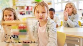  Presentation with math students - Presentation theme consisting of primary education maths - students learn to count background and a coral colored foreground