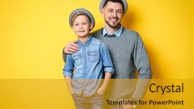 Presentation with color - Presentation theme having primary health care - stylish father and son background and a gold colored foreground
