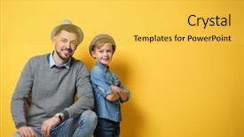  Presentation with colorful impressionist style artistic color - Cool new presentation theme with primary health care - stylish father and son backdrop and a yellow colored foreground