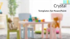  Presentation with empty - Beautiful theme featuring primary school design - blurred view of empty playroom backdrop and a white colored foreground
