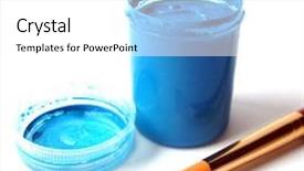  Presentation with blue design - PPT layouts with primary school design - brush and blue paint jar background and a white colored foreground