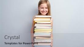  Presentation with stack books - Audience pleasing PPT layouts consisting of primary-school-girl-holding-stack backdrop and a light gray colored foreground