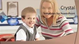  Presentation with literacy - Amazing PPT theme having primary school pupil and teacher backdrop and a  colored foreground