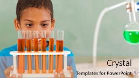  Presentation with cute science - Cool new presentation design with primary school student in science backdrop and a coral colored foreground