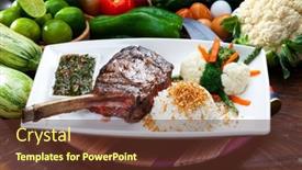  Presentation with steak - Slides with prime-rib-steak-with-fries background and a tawny brown colored foreground