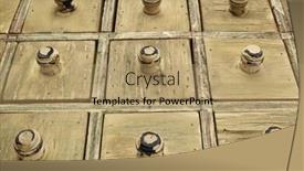  Presentation with primitive - Colorful slide deck enhanced with primitive wooden apothecary or catalog drawer cabinet low view angle backdrop and a coral colored foreground