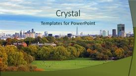  Presentation with financial center - Slide deck consisting of primrose hill at sunset background and a light blue colored foreground